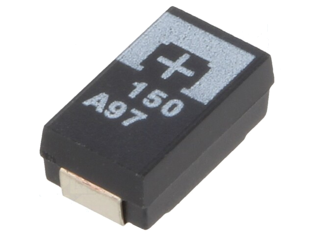 Condensator: tantaal-polymeer; low ESR; 150uF; 10VDC; TPE; SMD Condensator: tantaal-polymeer; low ESR; 150uF; 10VDC; TPE; SMD